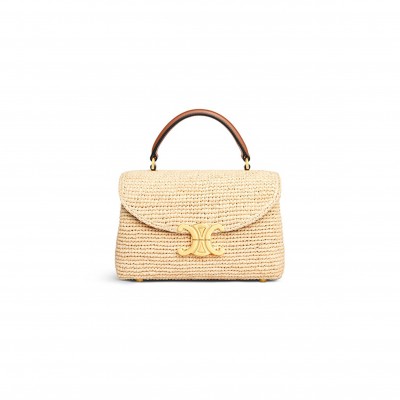 CELINE TEEN NINO BAG IN RAFFIA AND CALFSKIN 118112GNQ.02NT (20.5*13*8cm)